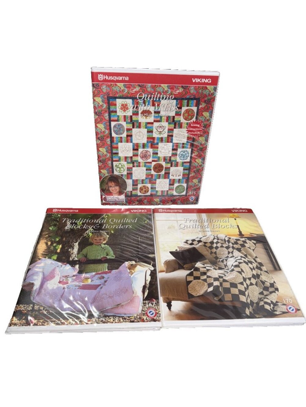 3 Hasqvarna Viking Disk  & CD Quilting Pattern Book Set # 167, 170, 175 Sweden